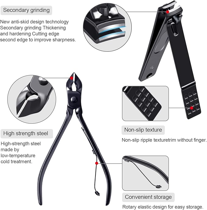 FIXBODY Nail Clippers for Men, Nail Grooming Kit, Manicure Kit Gift for Men, Nail Clippers Set for Women, Fingernail Clippers and Toenail Clippers