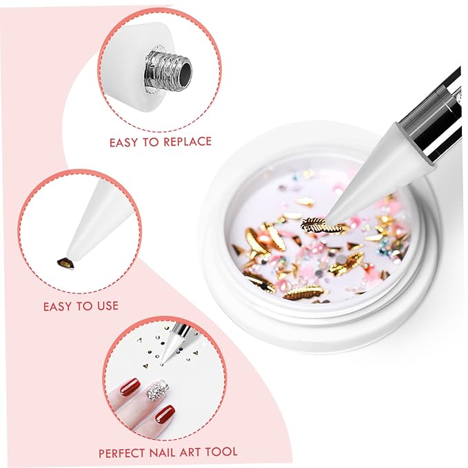 Beaupretty Nail Rhinestones Picker Wax Replacement Tips Point Drill Pen Head for Dual Ended Wax Nail DIY Art Decoration,10Pcs