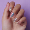 LAMIMOSA 32Pcs Ombre Chrome Press On Nails Short Round - Soft Gel Fake Nails in 16 Sizes, Reusable Glue on Nails kit, ROMAN SUNRISE