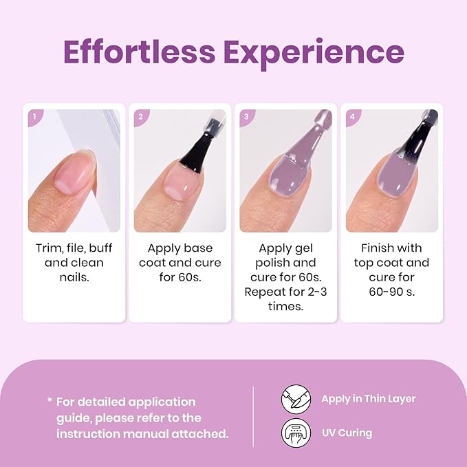 Beetles Purple Gel Nail Polish – 15ml Purple Glitter Gel Polish Soak Off UV LED Shimmer Rose Quartz Glow Color Nail Art Long Lasting Glossy Salon and DIY Nail Manicure Spring Gift for Women