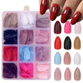 288Pcs Press On Nails Short Almond Fake Nails Solid Color False Nails Press Ons Set Full Cover Acrylic Glue on Nails Reusable Glossy Artificial Nail Kit for Women Girls Nail Art Decoration 12 Color
