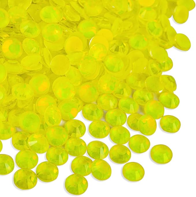 Blinginbox Flatback Rhinestones Round Gems, 1440pcs Luminous Series Glass Stones Neon Gems Non Hotfix Crystal Rhinestones for Nail Charms Crafts Clothes Tumblers,Citrine Neon Opal,SS20.
