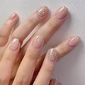 Curvlife Soft Gel Press on Nails 30pcs Fake Nails with Design Full Cover False Nails for Women Reusable Nail Kit with Nail Glue Adhesive Tabs Nail File (Gilt silver)