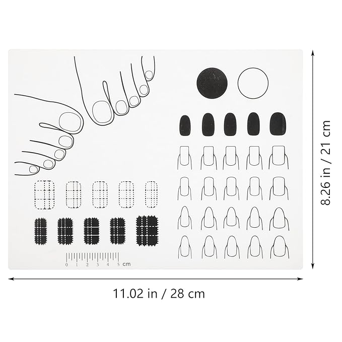 Silicone Nail Mat Acrylic Nail Training Mat Polish Practice Pad Stamping Plate Sticker Trainer Guide Table Cover Palette Tool for Polish Coloring