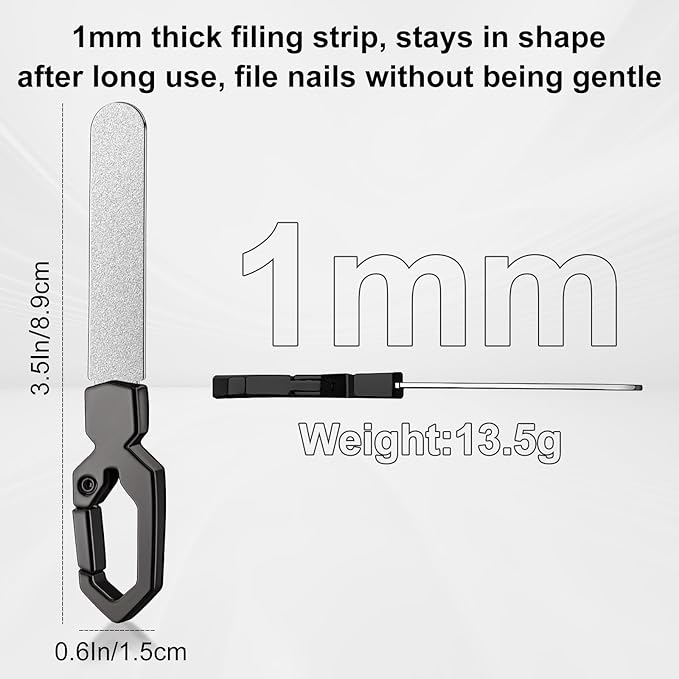 Metal Nail File Keychain Stainless Steel Double-Sided, Fingernail & Toenail Grooming Tool for Men & Women, Durable Portable File with Fine Grit for Home & Travel (Gray)