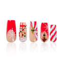 LOVFUL Short French Tip Press on Nails Candy Noel | Handmade Acrylic Press ons| Reusable Fake False Nails | Square Classic Regular 1.3in | H675-M