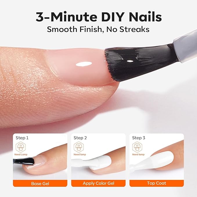 modelones Gel Top Coat Base Coat and White Gel Nail Polish 3 Pcs No Wipe Spring Gel Polish Set, Soak Off Nail Lamp Acid Free No Wipe Clear Base Top Gel Nail Polish Art Manicure Gifts for Women