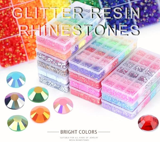 3/4/5mm Resin Rhinestones Set Glitter Jelly Crystal Garment Clothing Decor Accessories Flatback Rhinestones for Nail Art (CC)