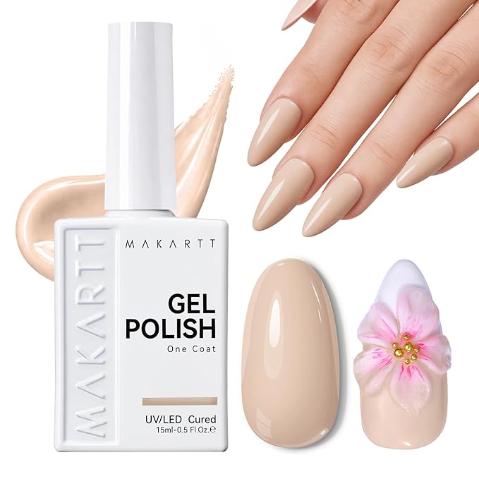 Makartt Ultra-Pigmented Gel Nail Polish Nude 15ml, One N'Done Nude Gel Polish One-Coat Soak Off High-Gloss Ceramic Shine, Salon-Grade UV Nail Art Manicure DIY Salon Home - Stay Neutral