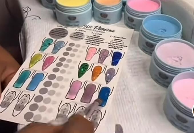 Acrylic Nail Practice Sheet reusable Nail Art training mat Gel Nail sculpting French Tip stencil Nail design worksheet Nail tech training,learn how to do, poly gel X,ombre nails,acrylic Nail art (4)
