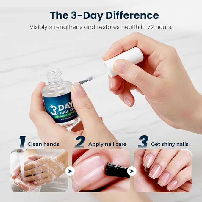 3 Days Nail Care Oil, 2026 New Keratin Nail Strengthener Polish, High-Gloss Quick-Dry Nourishing Nail Oil, Fast Strengthening and Hydrating for Dry, Weak and Fragile Nails (3 Pcs)