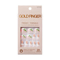 GoldFinger 24 Pcs Press On Toenails, Ready to Wear Fake Nails, Flower French Tip Gel Stick On Extensions, Reusable Pedicure False Nail Kit with Glue, Cuticle Stick & File, 7 Day Long Lasting Wear