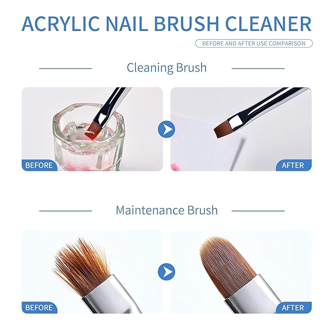Nail Art Brush Cleaner & Restorer Nail Brush Liquid Cleaner Quickly Clean Gel Nail Brushes Kit with Glass Cup Nail Brush Preserver for Any Nail Tools 75ml