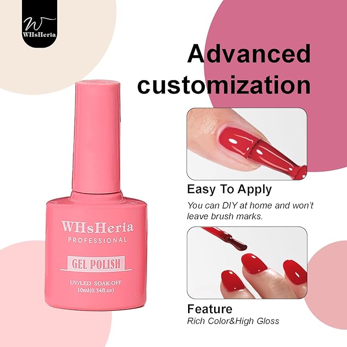 TPO Free Gel Nail Polish Set，6pcs 10ml Rose Light Pink Light Pink Spring Blossom Pink Long-lasting Soak off LED UV Light Suit Give it to Women as a Gift for Daily Life at Home (119-B)