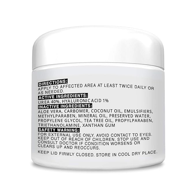 CLEAR 40, 40% Urea Gel, 4 oz w/Tea Tree & Coconut Oil, Aloe Vera Extract, Works on Calluses & Corns, Moisturizes & Softens Cracked Heels, Feet, Elbows, Hands, Nails, Superior Hydration to Urea Creams