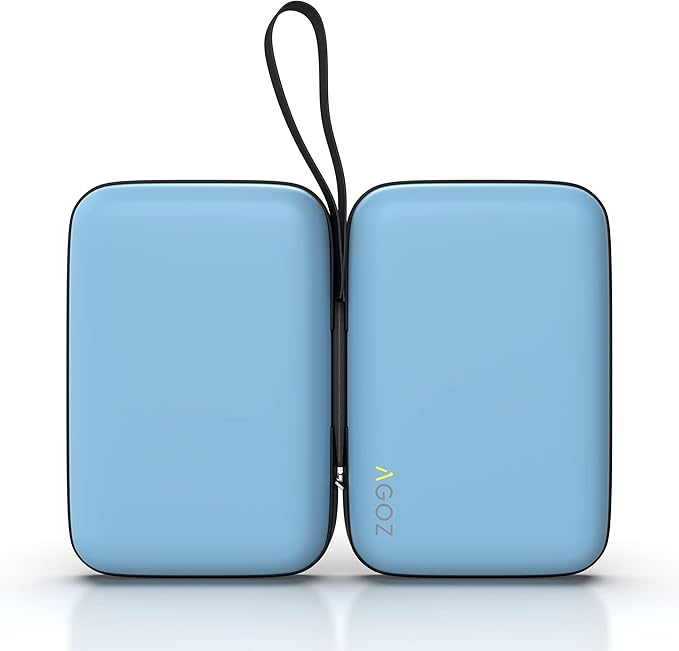AGOZ 4.25" x 2.75" x 1.5" Mini Case for Manicure, Small Hard Travel Pouch with Wrist Strap for Nail Care Tools, Water Resistant and Anti-shock Unisex Case for Manicure Pedicure Kit (Blue)