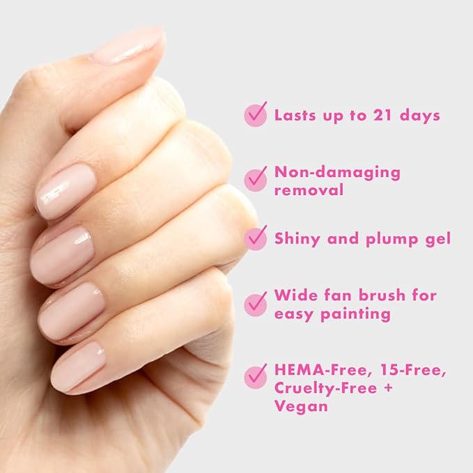 Olive & June Gel Polish | Valentine's Day | UV LED Nail Lamp Needed | Long Lasting Formula | Up to 21 Days of Wear | Damage-Free Removal | Salon-Quality Manicure, Pedicure | CCT | Sheer Pink