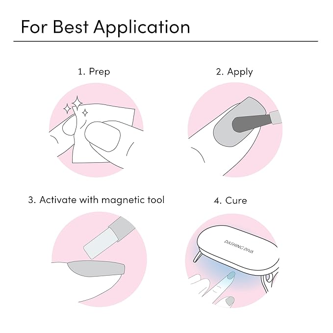 Dashing Diva One Gel Magnetic Starter Kit - Iridescent Topper - 3-in-1 Base Coat, Nail Color & Top Coat - Magnetic Polish - 9-Piece Manicure Set with LED Gel Lamp