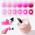 Double Rhythm Painting Gel Polish Set for Nail Art Palette Patting Gel Polish 6 Colors with 100 Pcs Sponges and Grabbing Pen (Pink Rose Purple-T6-67)