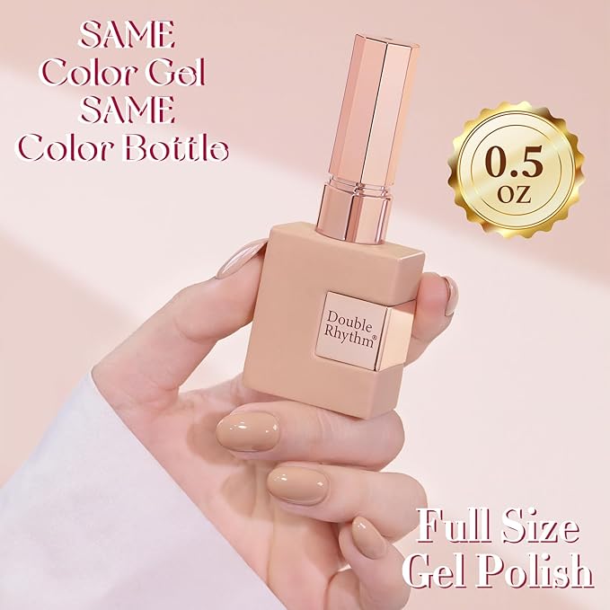 Double Rhythm 0.5 Oz Gel Nail Polish Neutral Natural Same Color Same Bottle Translucent Light Milky Pastel 15ML Manicure French Design Art DIY at Home (Nude-A1214)