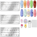 UNICRAFTALE 3Pcs Nail Stamp Plates Set Flower Stamping Plate Flower Leaves Stamp Templates Image Nail Stencils Nail Art Plates with Nail Scraper for Women DIY Nail Design Tools