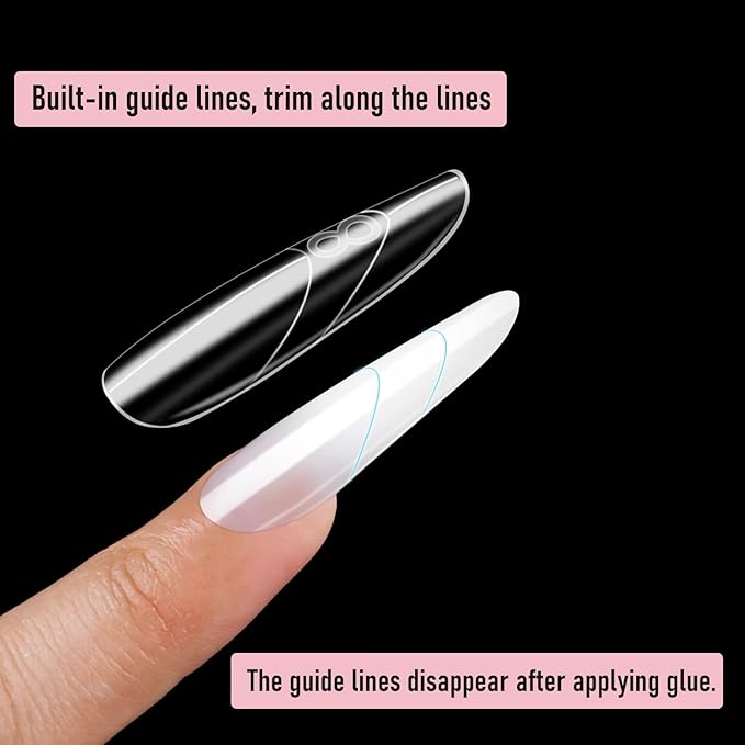 Sandwich Dual Nail Forms, Almond Round Nail Extensions Nails Mold, No Paper Forms Needed, Quick Polygel Extensions Salon Nail Art Tools 15 Sizes 180pcs