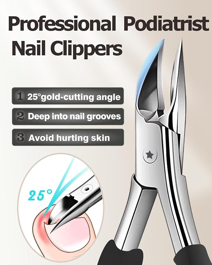 Ingrown Toenail Clippers - Toe Nail Clippers for Thick Toenails - Professional Podiatrist Toenail Clippers for Seniors Men Women with Sharp Blades/Effort-Saving Spring/Long Non-Slip Handle Design