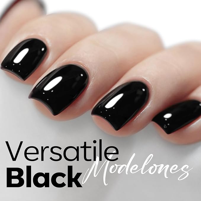 modelones Black Gel Polish Black Gel Nail Polish Soak Off Pastel U V Color Base Gel Nail Polish High Glossy No Peel Thickening Nail Manicure 15 ML