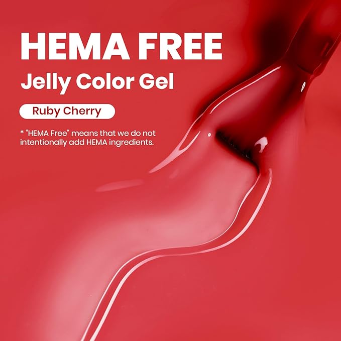Beetles Ruby Cherry Jelly Red Gel Nail Polish - 15ML Neutral Jelly Red Sheer Gel Nail Polish Translucent Effect Soak Off UV LED French Nail Art Salon DIY Manicure Gift for Women