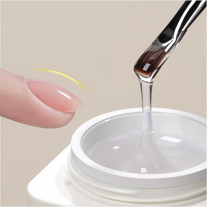 GAOY Low-Heat Clear Builder Gel for Nails, 30ml Self-Leveling Nail Strengthener, Soak Off Long Lasting Hard UV Gel, Base Coat Top Coat Needed