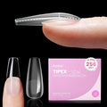 Beetles Tipex Lite Pre-Built Apex Nail Tips, Coffin Medium, 256pcs Value Pack, 16 Sizes | 00-14, Flat-Nail Friendly Acrylic Tips for Natural Nail Beds, Easy for Beginner DIY