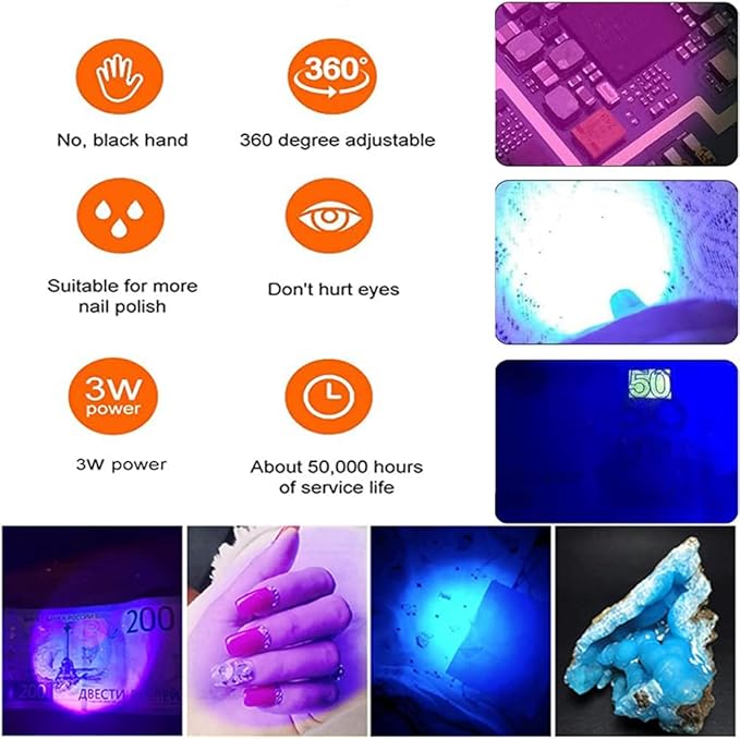 Mini UV Lamp for Gel Nails, LED Curing Lamp with Flexible Gooseneck & Clamp 3W Portable Small Manicure UV Light Nail Dryer for Resin Curing Nail Art