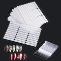 10 Sheets Double Sided Nail Tape with 48PCS Clear Nail Design Tips Display Stand Holder, Removable Adhesive Tape for Press on Nails Packaging Nail Art Practice Holder Colors Designs Showcase