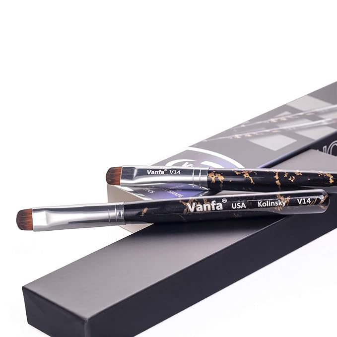 Vanfa French Brush for Nails, Gel Nail Brush, Clean up brush, Nail Art Brush with Kolinsky Hair (V14 - Pack of 2)