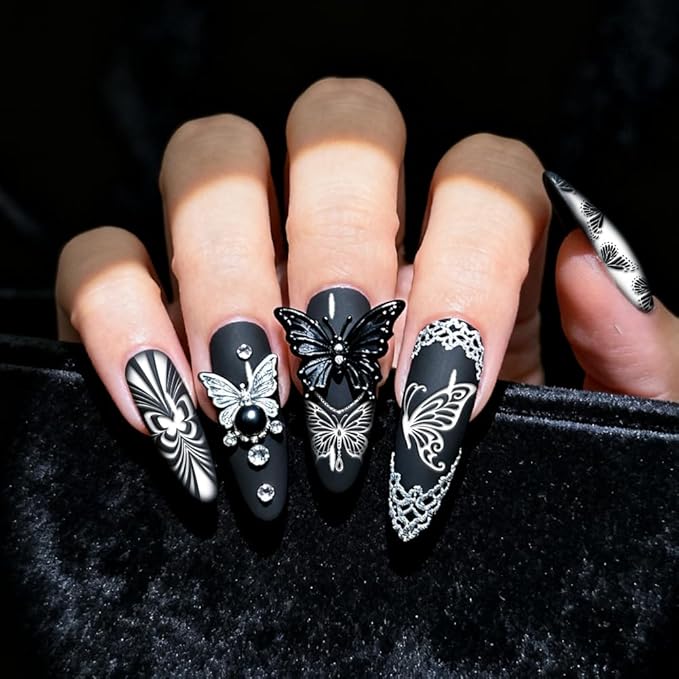 PH PandaHall 3pcs Butterfly Nail Stamping Plate Gothic Butterfly with Skull Nail Art Stamper Nails Art Plates Manicure Design Stamp Nails Image Plates for Manicure Design Salon Supplies