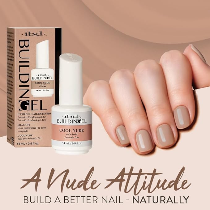 IBD Building Gel, Hard Gel Nail Extension, Cool Nude, Soak-Off, Nail Builder Strengthener, 0.5 fl oz