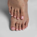 BTArtbox Chrome Press On Toenails, Pink Short Toenail Press Ons Square, Fit Perfectly Glazed Press On Toe Nails with Glue, Fake Toenails in 16 Sizes- 32 Toenails Kit, Honey Trap
