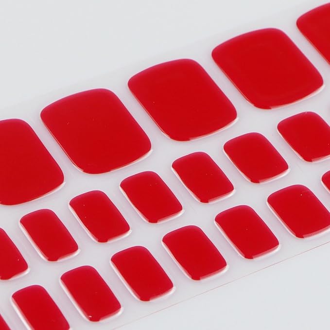 JMEOWIO Gel Toenail Stickers Red Semi Cured Gel Strips Wraps UV/LED Supplies Toenail Art Design Decoration Accessories