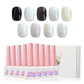 ADHERE Gel Nail Polish Set, 9 Pcs 12 ML Black White Milky Gel Polish Transparent White Black Nail Polish Soak Off LED Polish Nails for French Nail Art DIY Manicure at Home