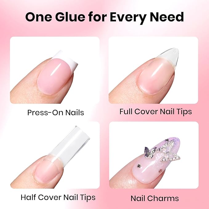 Beetles Super Strong Nail Glue for Press On Nails, Nail Tips, Acrylic Nails, 18ML Hema Free No Uv Light Needed Nail Bond Brush in Nail Glue for Press Ons, Fake Nails, Long Lasting for Beginners