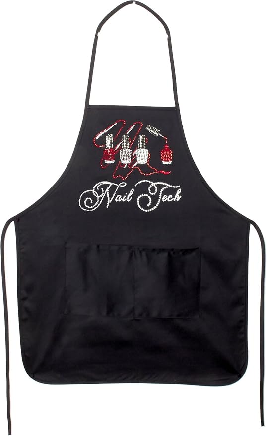 Women's Crystal Rhinestone Stylist Salon Nail Tech Bib Apron (Black) by Crystal Case