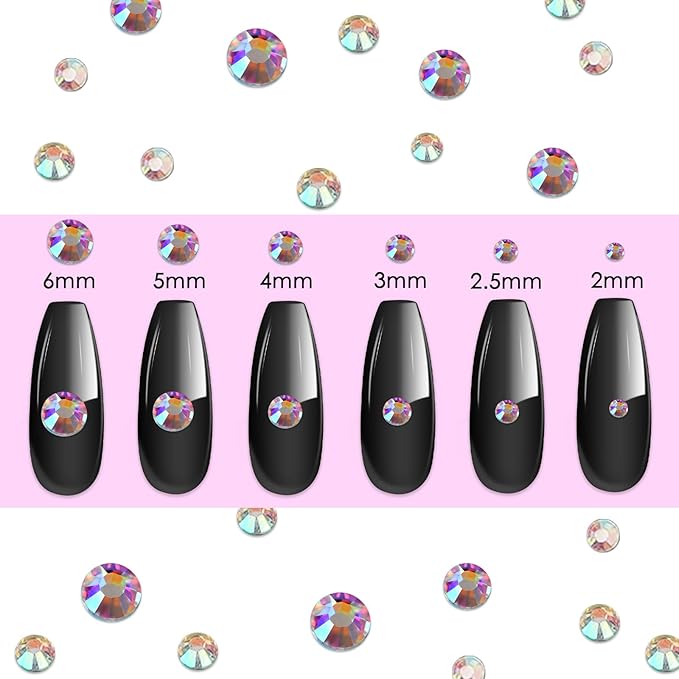 Canvalite 1500PCS Rhinestones Flat Back Gems, Nail Rhinestones Nail Art Gems with Pick Up Tweezers and Rhinestone Picker Dotting Pen, Nail Art Tools for Nails, Clothes, Face, Craft
