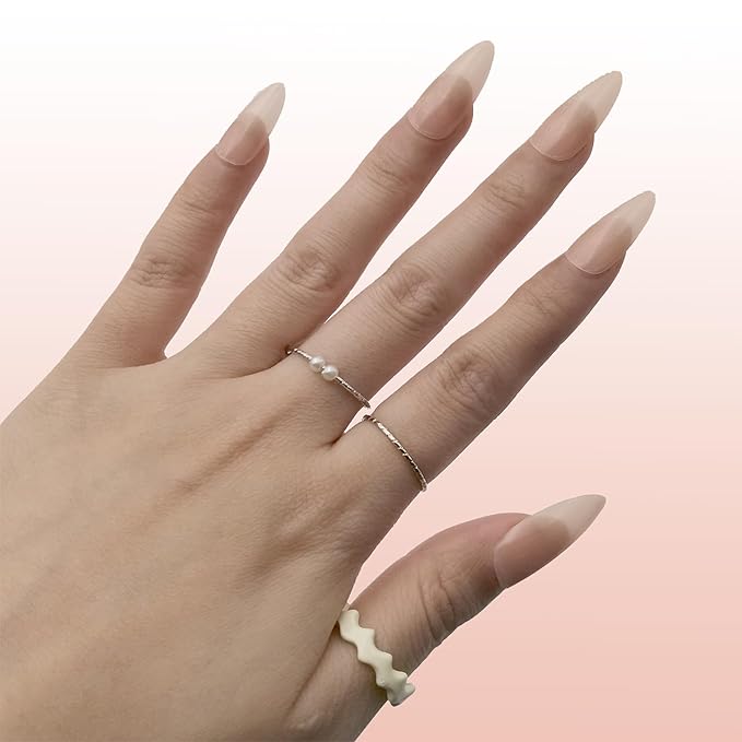 Allkem Soft Gel Nail Tips - Almond extra short Nail Extensions Kit - 12 Sizes Long Full Cover Nails - Nude (504 Pieces)