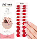 Christmas Semi Cured Gel Nail Strips - 20Pcs Xmas Hat UV Gel Nail Wraps with Snowflake & Bow Design, Long Lasting Salon-Quality Stickers, Includes Nails File & Wooden Stick - UV/LED Lamp Required