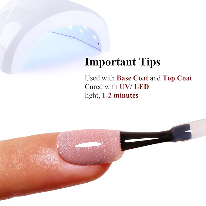 Glitter Gel Polish,Nude Mauve Pink Iridescent Glitter Gel Nail Polish Sparkle Shimmer Fall Winter Rainbow Soak off LED UV for Art DIY Manicure 15ML