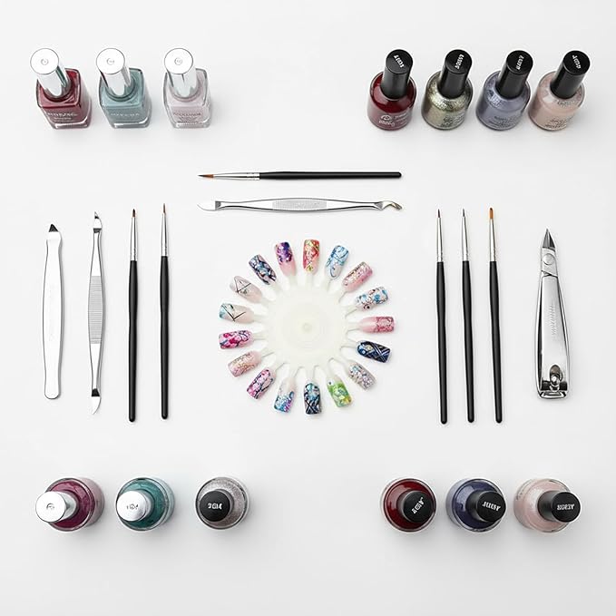 10 Pcs White 18 Tips Display Plastic Nail Art Polish Palette Wheels, False Nail Art Tips Practice Display Board for 360 Color Deft and Professional,Practice Nail Tips