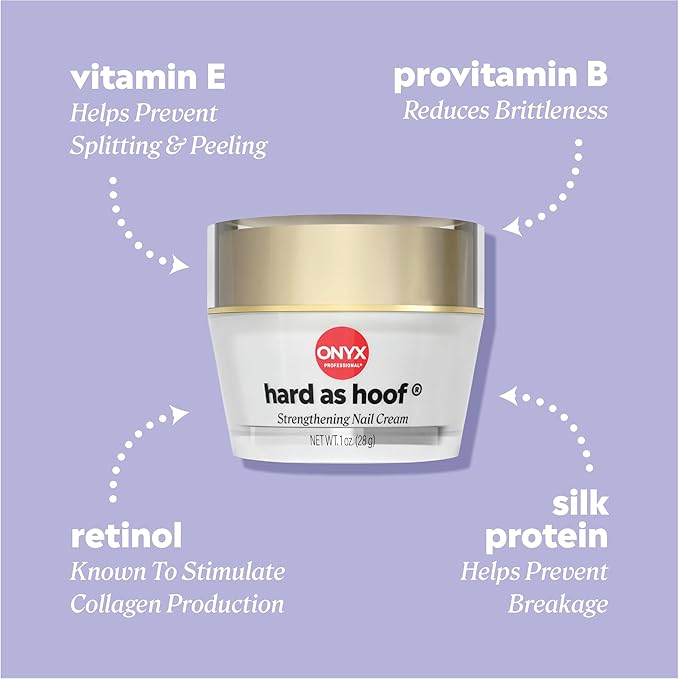 Onyx Professional Hard as Hoof Nail Strengthening Cream, Coconut Scent - Nail Growth and Conditioning Cuticle Cream Stops Splits, Chips, Cracks & Strengthens Nails, 1 oz