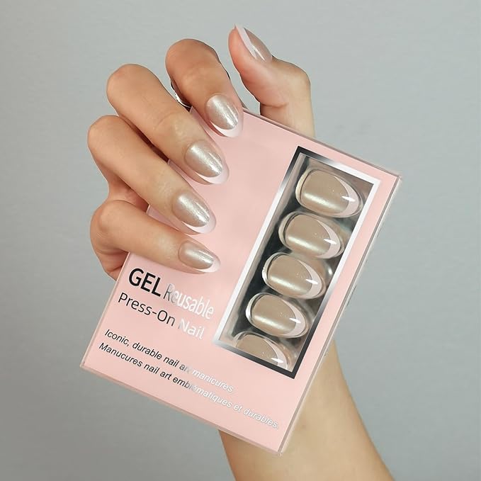30 Pcs Cats Eyes Soft Gel Press on Nails Gradient Pink Fake Nails Short Almond False Nails Glitter Designs Salon Quality Stick on Nails Full Cover Acrylic Nails with Nail Glue for Women Nail Art