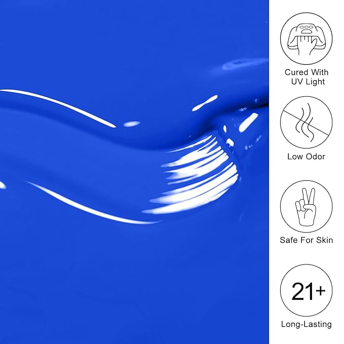 Imtiti Blue Gel Nail Polish, 0.5 Fl Oz Deep Blue Gel Polish Soak Off LED UV Spring Summer DIY Nail Art Starter Manicure Salon