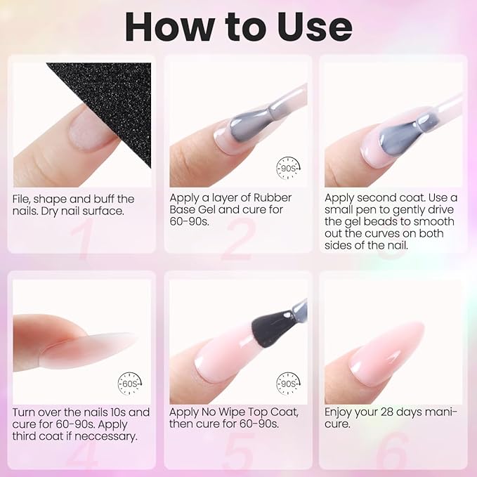 Lavender Violets 2pcs 15ml Builder Gel Rubber Base Gel Polish Pink & White Neutral Colors for Nails Thickening, Nail Strengthening Extension Repair Natural Nails Base & Color 2in1 A110+A112